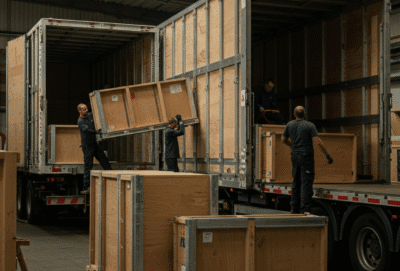 عملية تحميل وتوريد مستلزمات المعسكرات في السعودية لمواقع المشاريع الصناعية