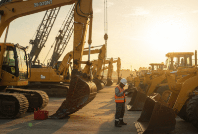 Heavy equipment on an active construction site in Saudi Arabia, supporting equipment rental services Equipment Rental in Saudi Arabia