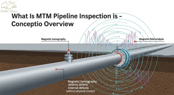 Conceptual illustration explaining what MTM pipeline inspection is using magnetic field analysis