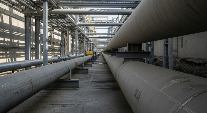 تصوير مفاهيمي لتقنية MTM لفحص خطوط الأنابيب داخل بيئة صناعية حقيقية