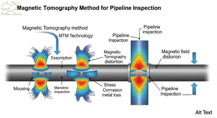 Conceptual visualization of pipeline defects detected through magnetic field changes