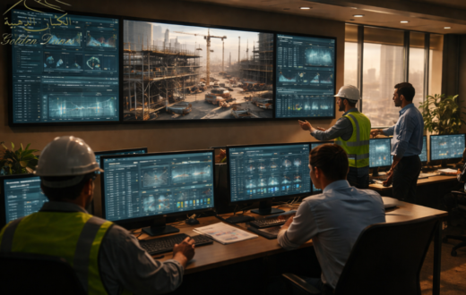 غرفة تحكم رقمية لمراقبة السلامة في موقع بناء.