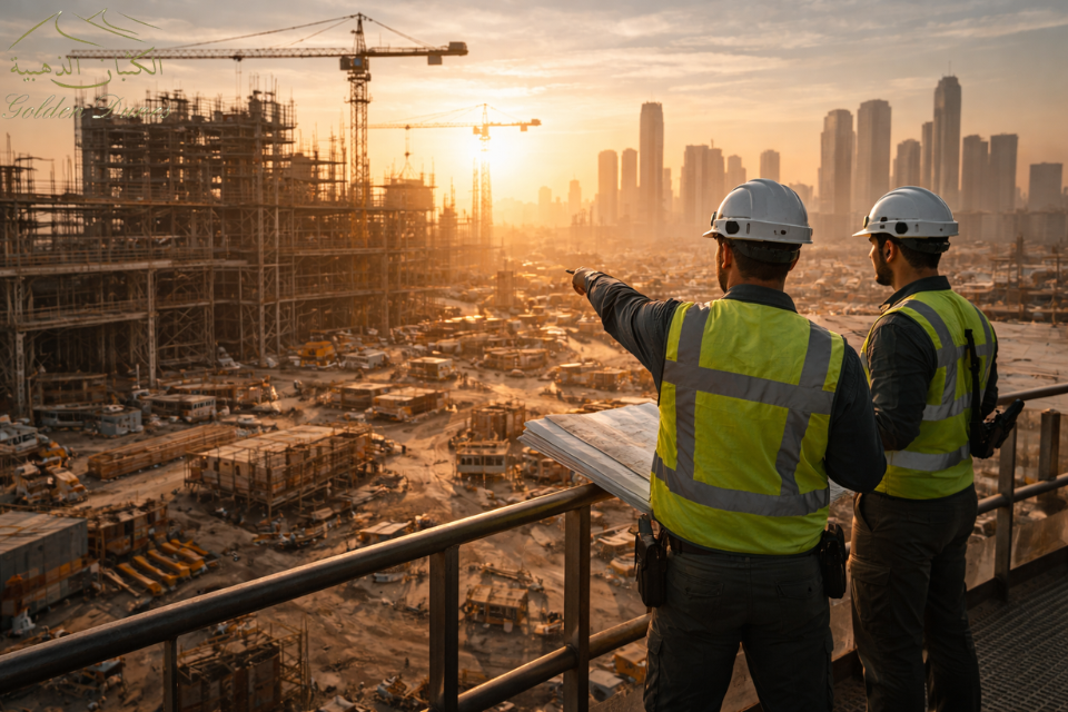 تطبيق معايير سلامة عالمية في مشروع إنشاءات ضخم.