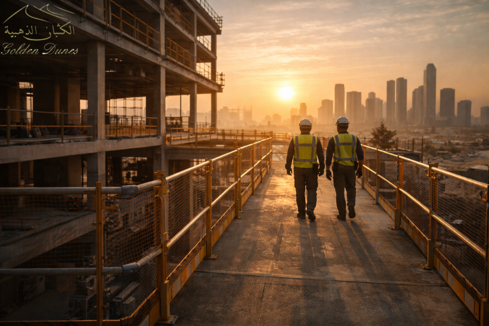 إدارة سلامة مستدامة في مشروع بناء مكتمل.