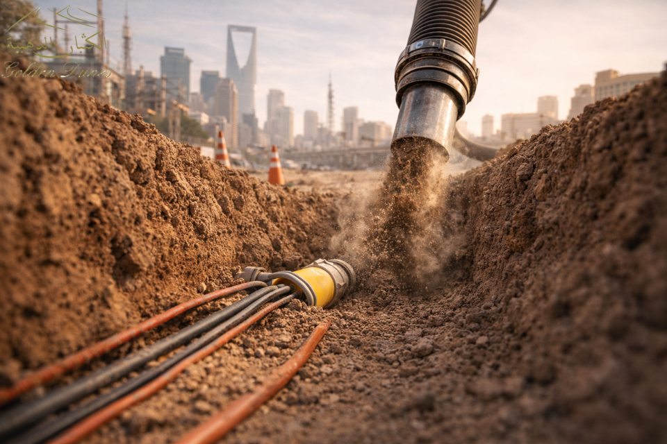 Step-by-step suction excavation process in operation