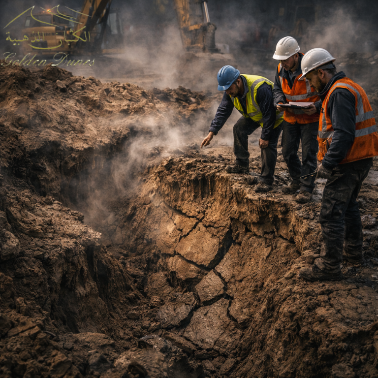 Unstable soil conditions affecting excavation safety