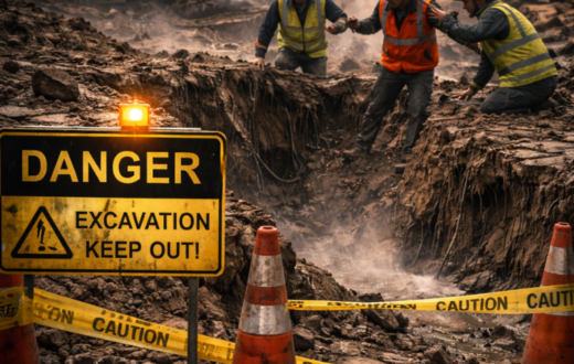 Poor drainage causing instability in excavation sites