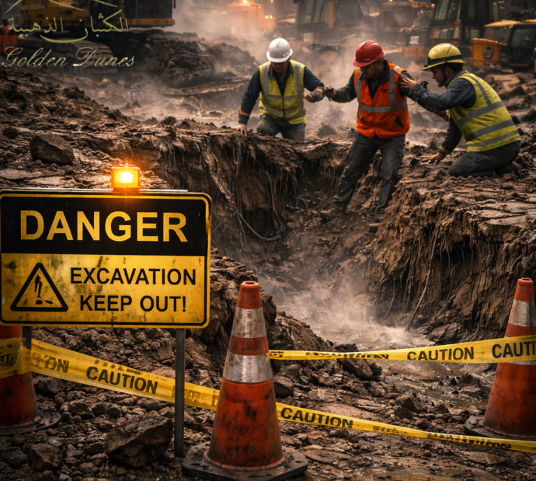 Poor drainage causing instability in excavation sites
