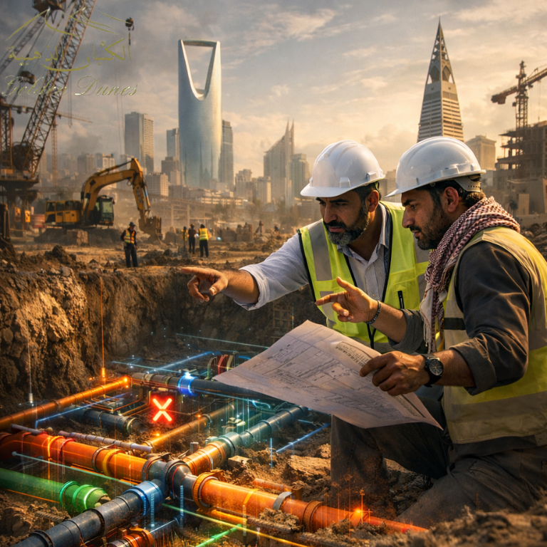 مهندسون يحللون مخاطر الحفر في مشاريع البناء الحديثة