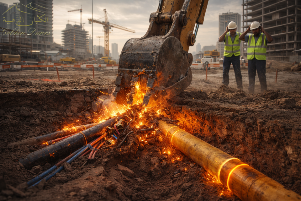 Excavator damaging underground utility lines due to poor locating