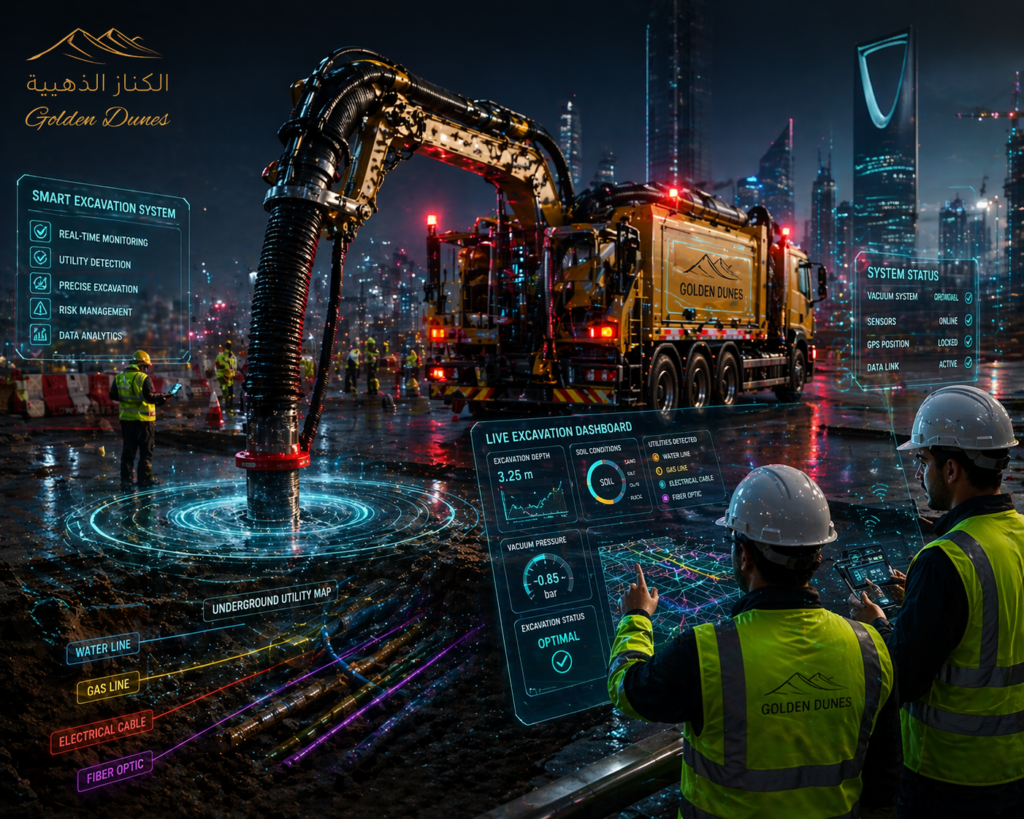 Advanced excavation technology used by engineers in a modern construction site