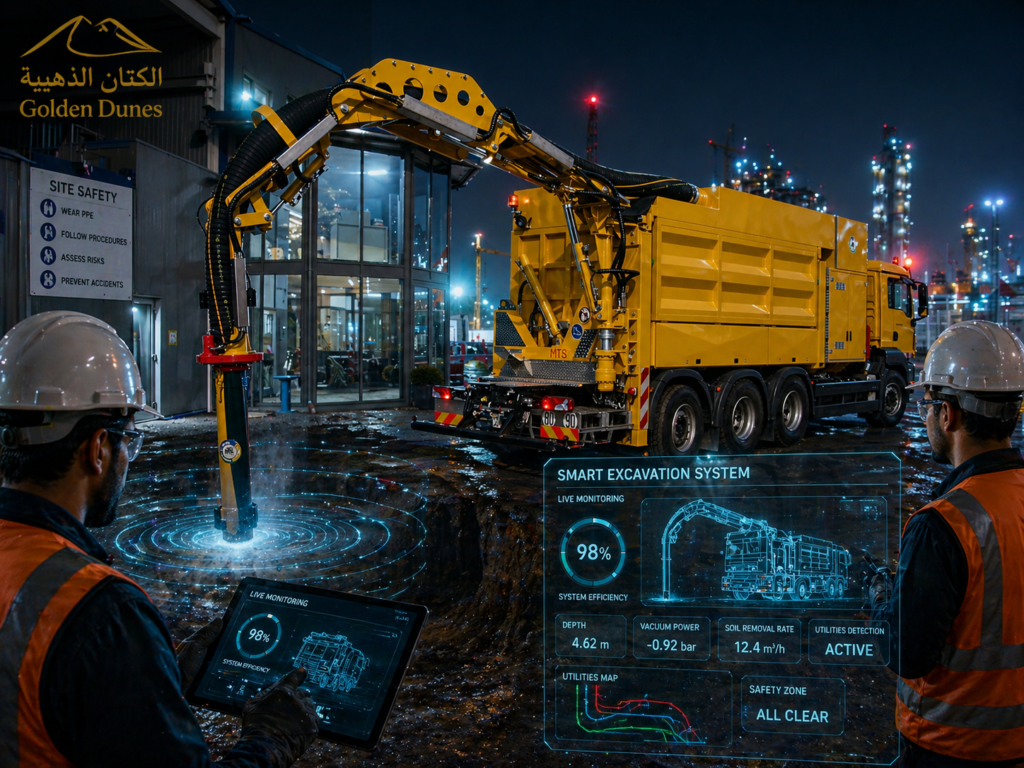 تقنيات حفر ذكية متقدمة في موقع إنشائي حديث