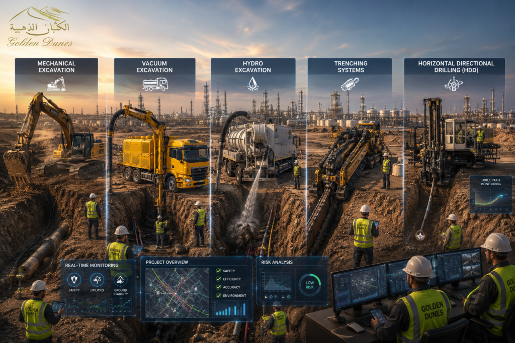 Different excavation methods used in industrial projects