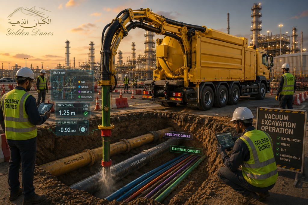 Vacuum excavation protecting underground utilities