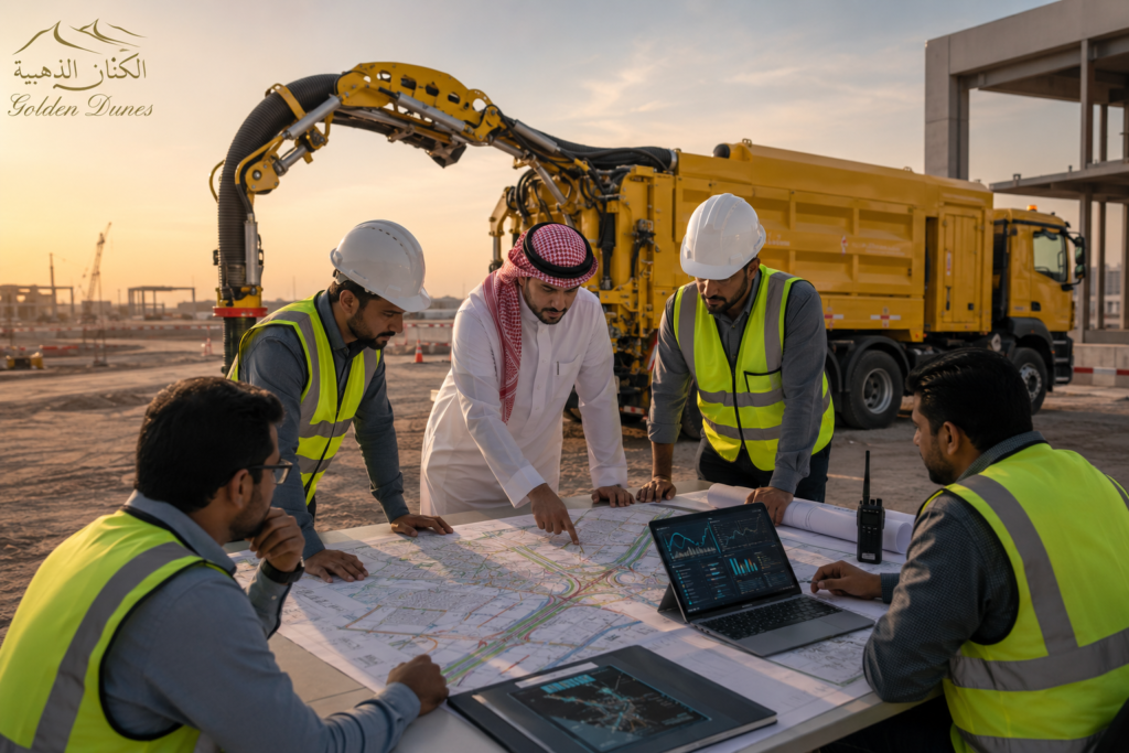 Project managers planning excavation work before construction begins