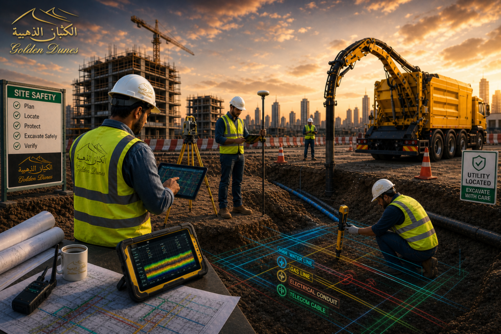 Engineers applying excavation safety best practices