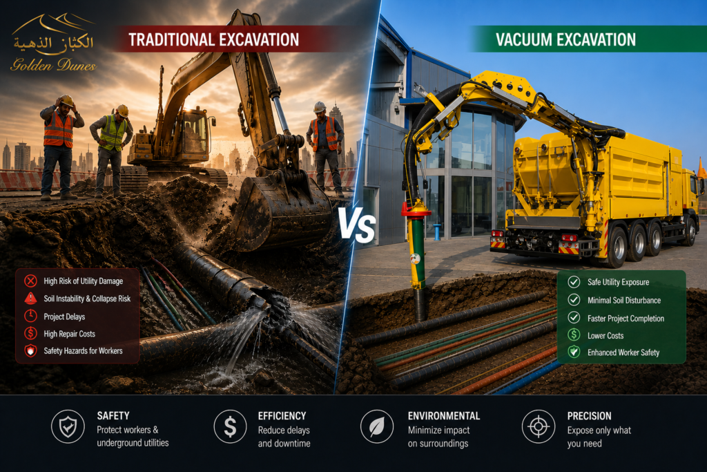 Traditional vs vacuum excavation comparison